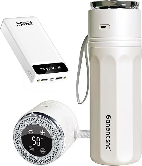 Temperature-Display Travel Mug & Power Bank