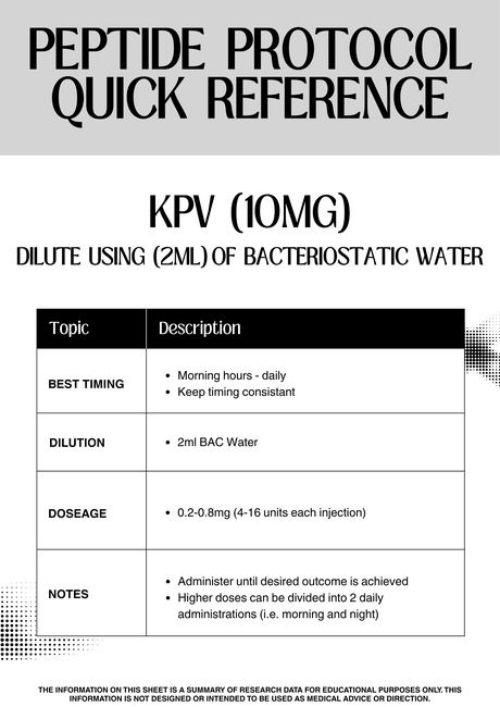 KPV 10 mg protocol reference sheet